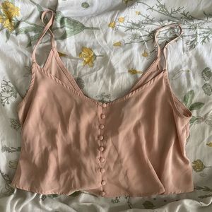 FOREVER 21 Flowy soft pink sheer buttoned blouse tank